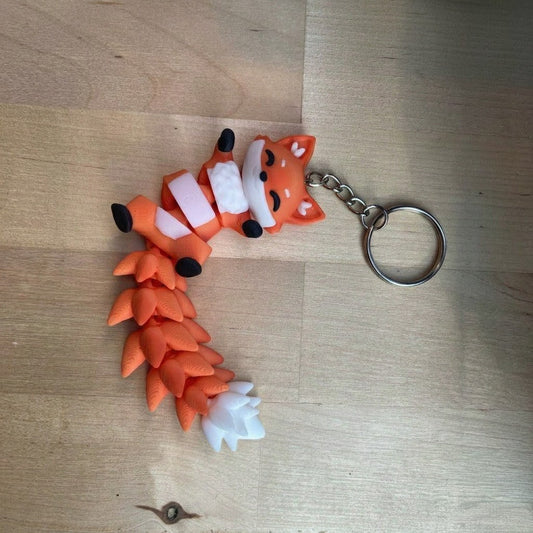 Fluffy Tail Cute Flexi Fox Keychain (Pack of 2)