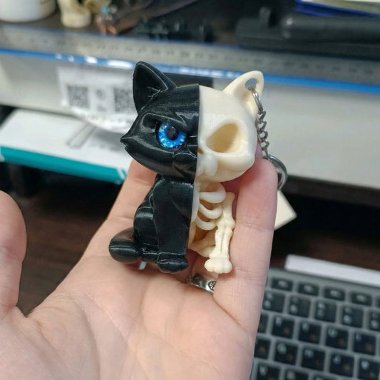 Kawaii Cat Skeleton Keychain sweet cats keyring (SET OF 2)