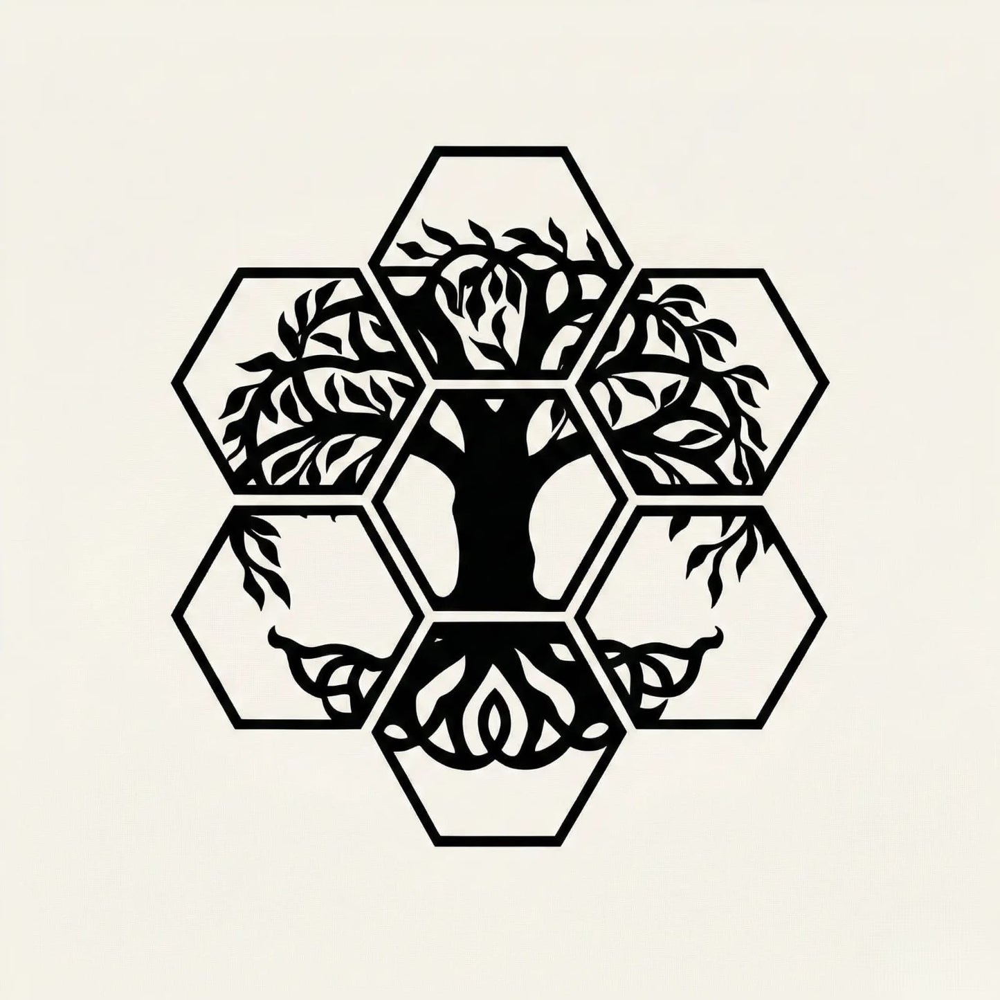 Hexagon Tree Wall Art Panel – Symmetric Nature Design