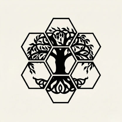 Hexagon Tree Wall Art Panel – Symmetric Nature Design