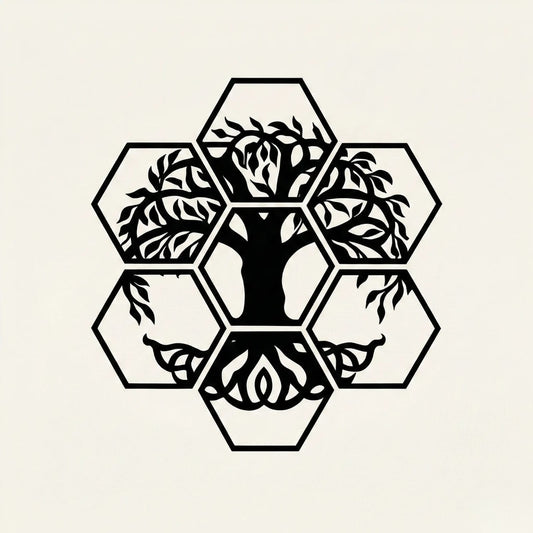 Hexagon Tree Wall Art Panel – Symmetric Nature Design