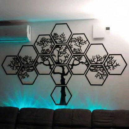 Hexagon Tree Wall Art Panel – Expanded Branch Design
