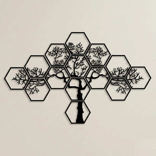 Hexagon Tree Wall Art Panel – Expanded Branch Design