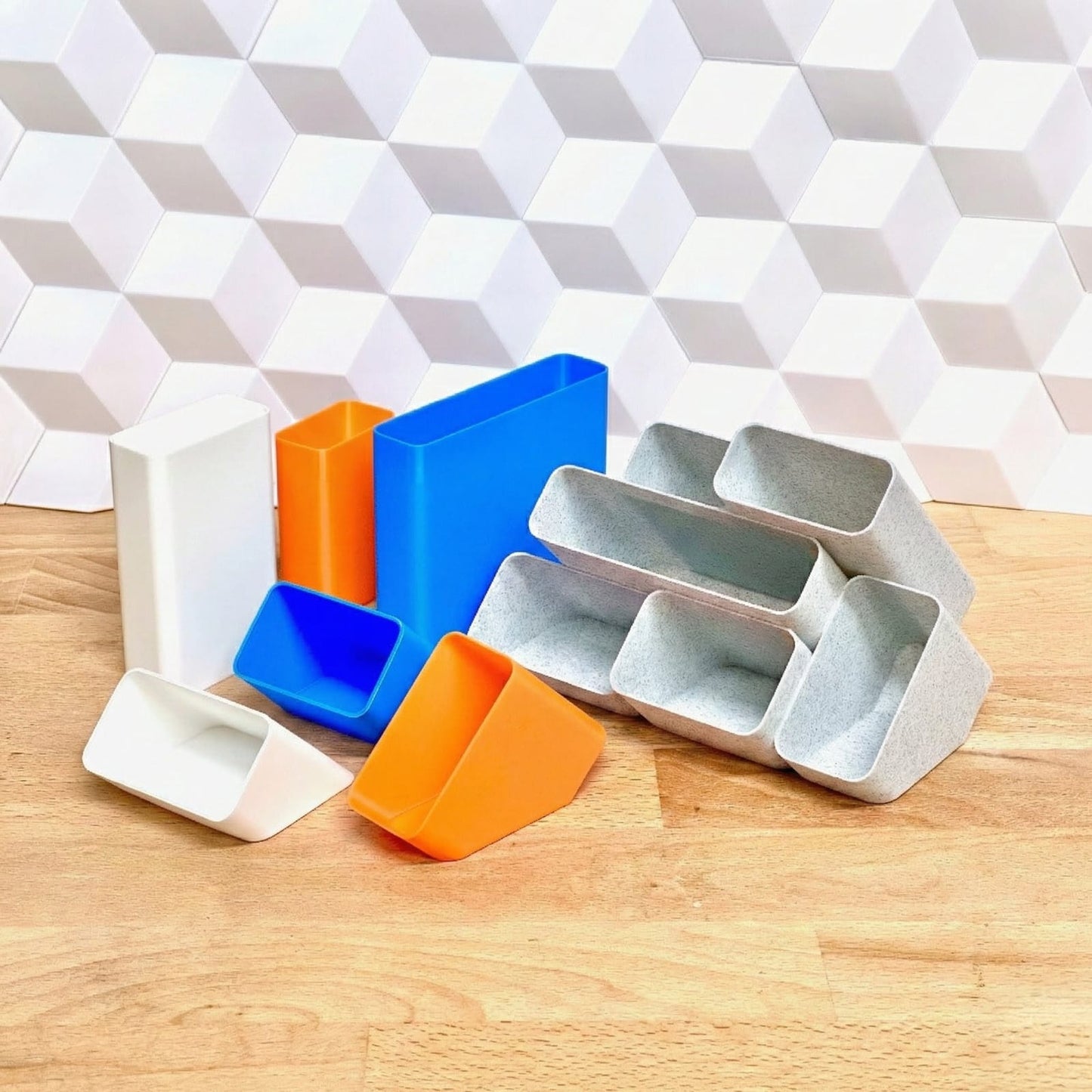 Tilted Desktop Organizer (minimal, modern, colorful)