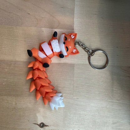 Fluffy Tail Cute Flexi Fox Keychain (Pack of 2)