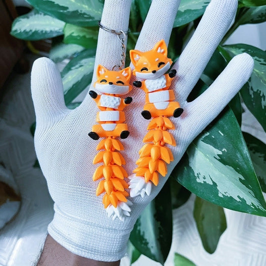 Fluffy Tail Cute Flexi Fox Keychain (Pack of 2)