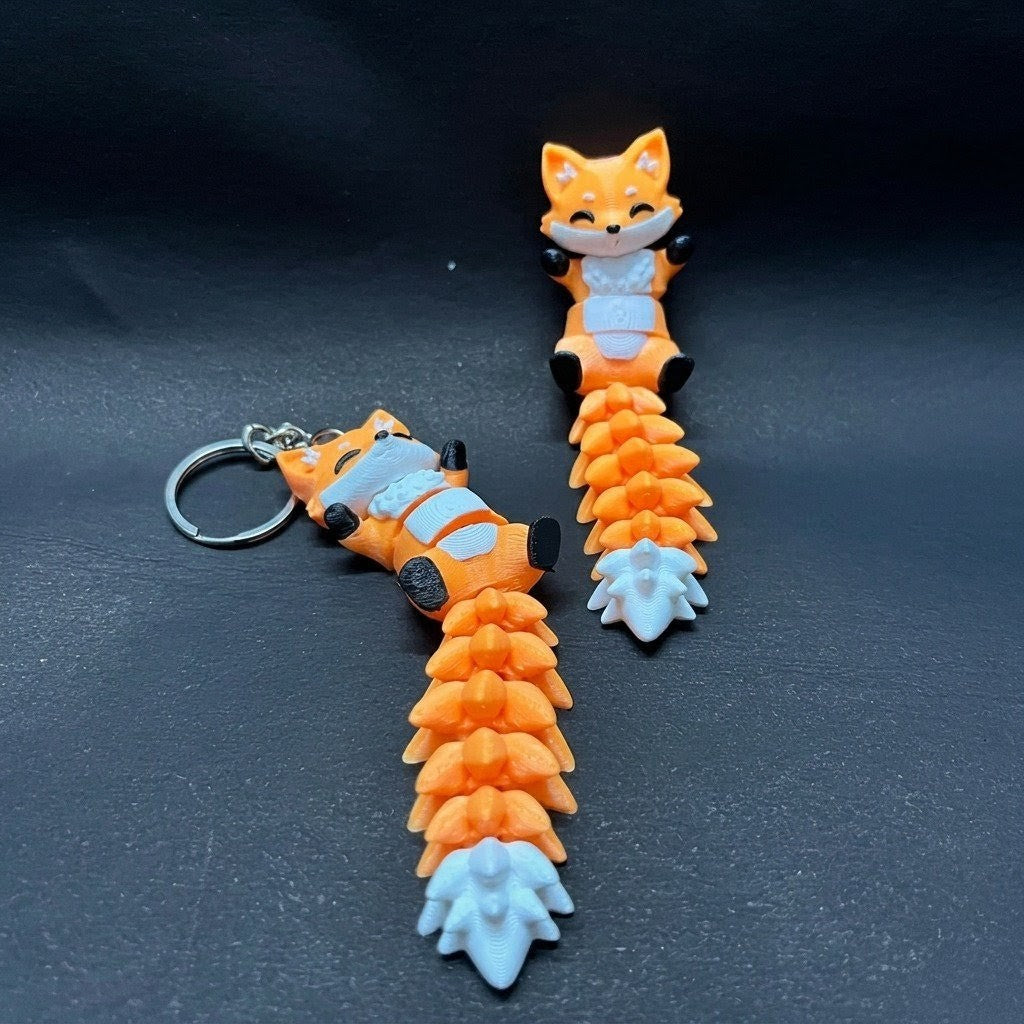 Fluffy Tail Cute Flexi Fox Keychain (Pack of 2)