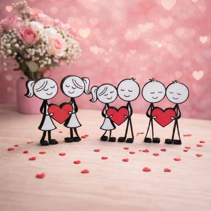 Valentine's Couple Figurines "Heart" – Modern & Inclusive(SET OF 3)