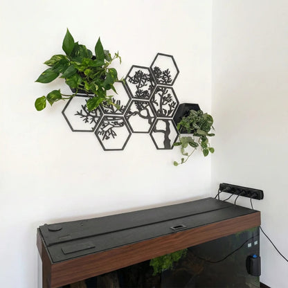 Hexagon Tree Wall Art Panel – Flowing Branch Design