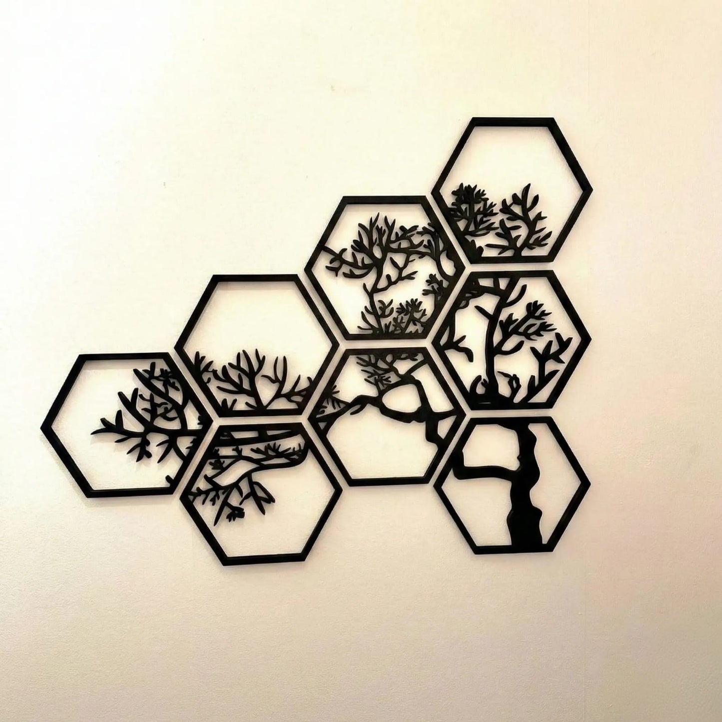 Hexagon Tree Wall Art Panel – Flowing Branch Design
