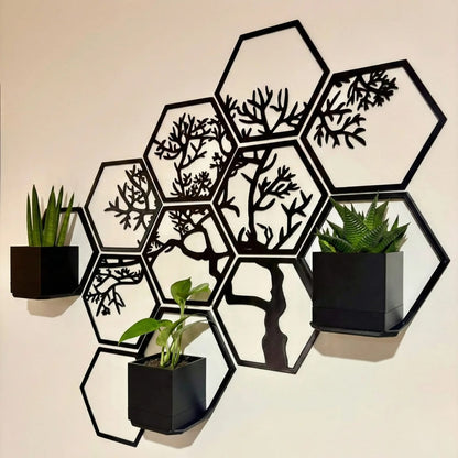Hexagon Tree Wall Art Panel – Classic Branch Design