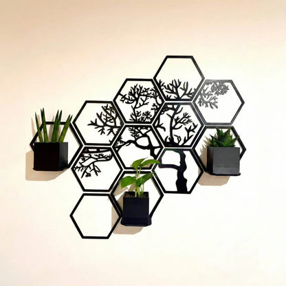 Hexagon Tree Wall Art Panel – Classic Branch Design